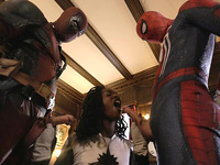 Hot Curly Ebony Super-slut Pleases Spiderman's and Deadpool's Dicks In a Wild Threesome
