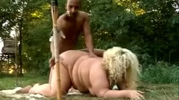 Disgusting blonde BBW whore gets destructed by black fucker