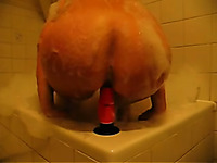 Filming my sexy wife with hot booty riding a dildo in the bathroom