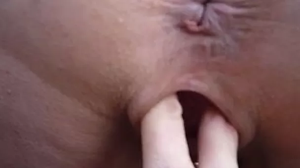 My fluffy neighbour gets her loose twat fingered outdoors