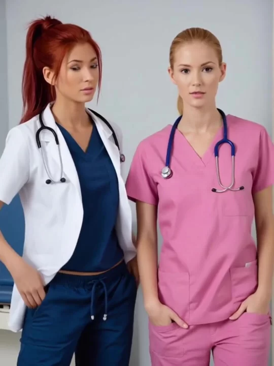 Arzt zeigt Krankenschwester, wie man Spermaproben sammelt