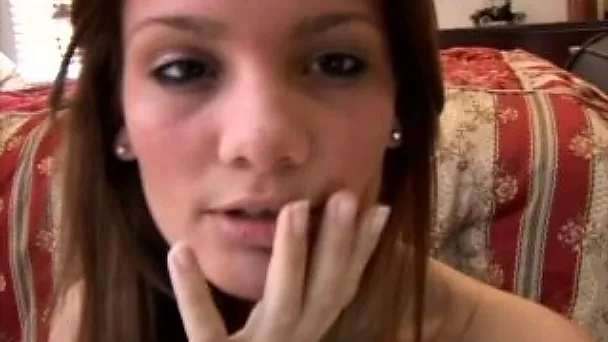 Horny eighteen year old babe shows off her nice titties and pussy