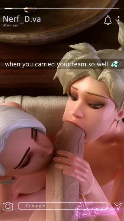 Snapchat von D.Va mit Ashe & Mercy im Badezimmer (KaeporaNSFW)