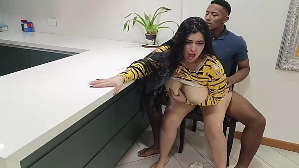 BBC Pounds BBW, While Her Hubby Cooks A Dinner For Them
