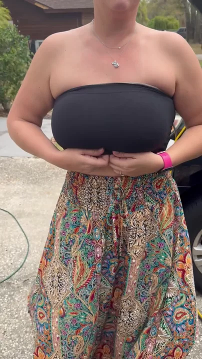 I needed a jump, my neighbor wanted to see my boobs so I say it's a win-win!